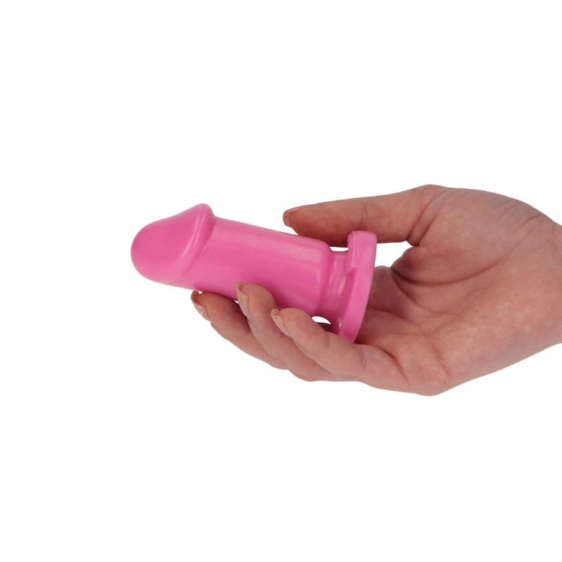 Różowe gumowe dildo gładkie z przyssawką 8 cm